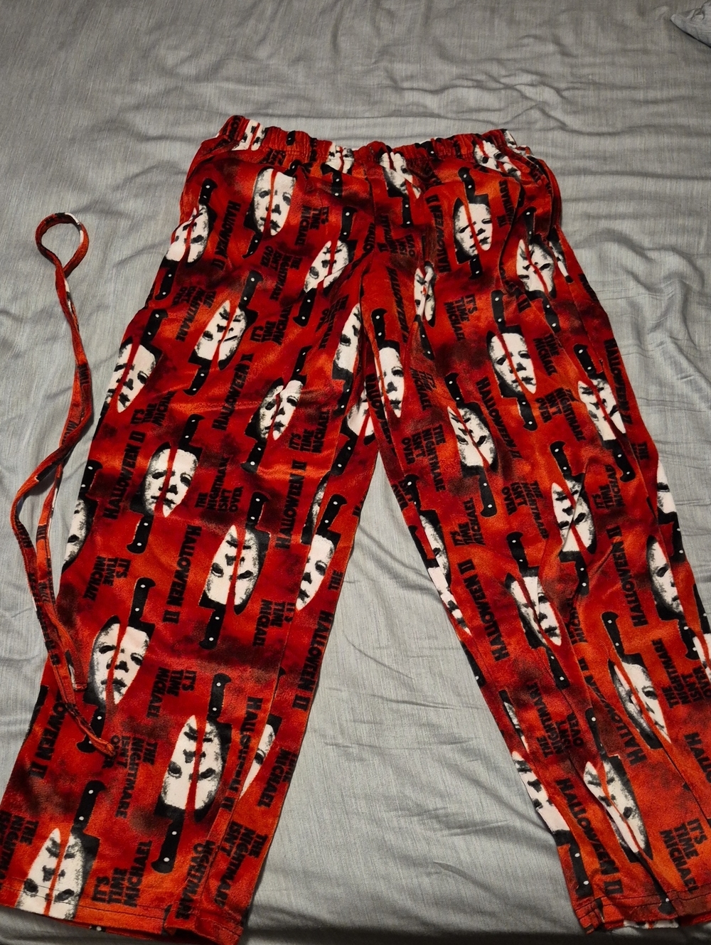 Red Halloween Michael Myers Graphic Lounge Pants (Drawstring Out)